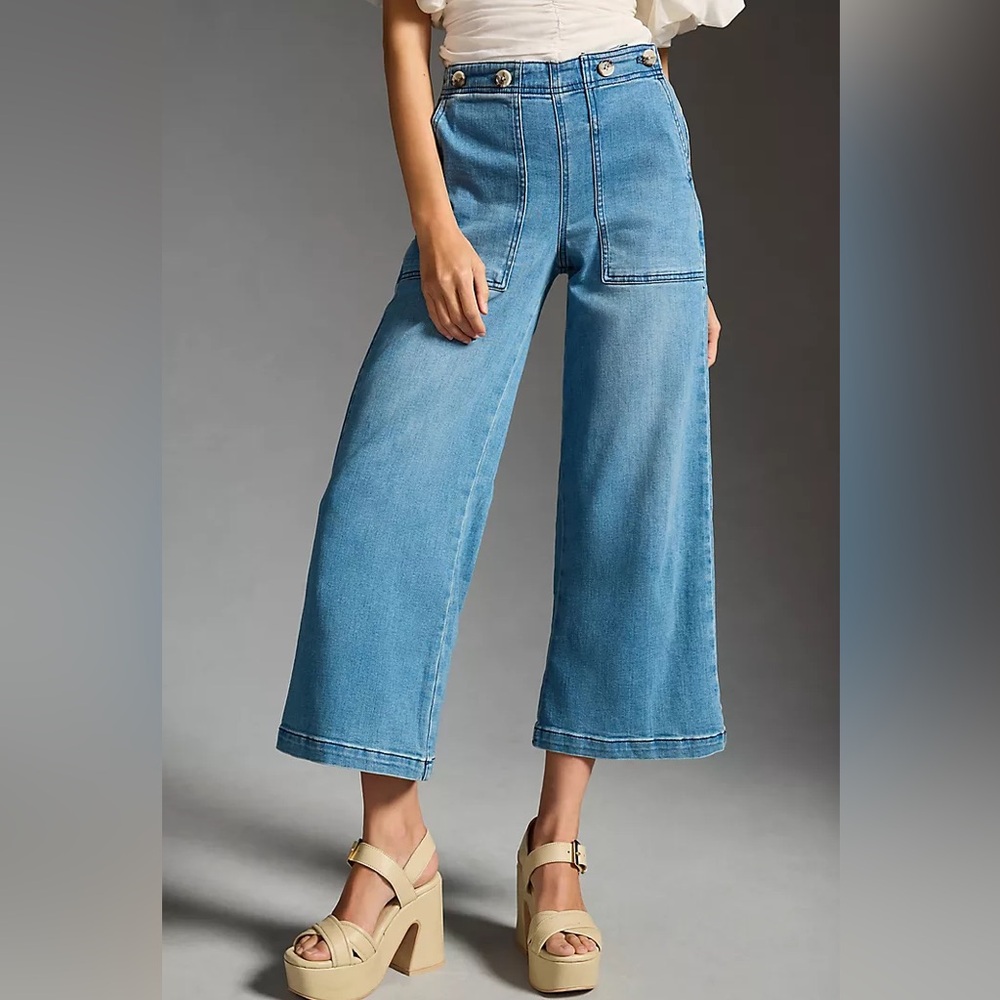 The Kit Cropped High-rise Wide-Leg Utility Denim Trouser by Pilcro - Picture 4 of 13